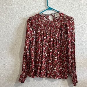 Flowered long sleeve blouse